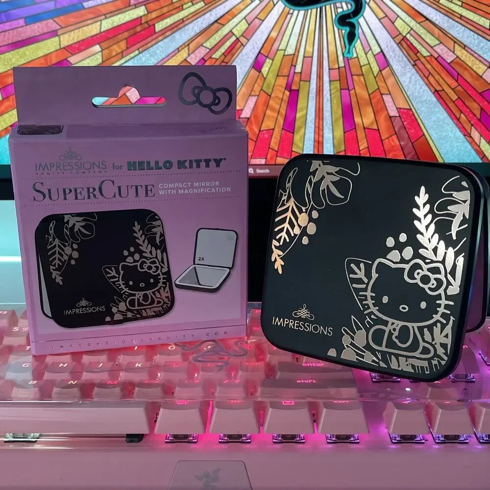 Impressions Vanity Hello Kitty Compact Mirror Black Touch Sensor Dimmer Sanrio